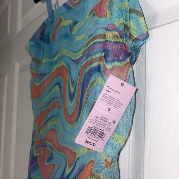 Colorful Ruched Mesh Midi Dress - Picture 5 of 6